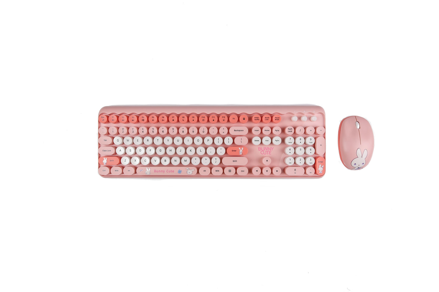 loocannon Bunny Cute Wireless Keyboard & Mouse Set Pink